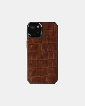 Чохол Kartell із рудого тиснення під крокодила на телячій шкірі для iPhone 13