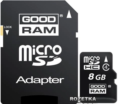 Карта пам'яті Goodram MicroSDHC 8GB Class 4 + SD-adapter (M40A-0080R11)