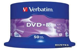 Verbatim DVD+R 4.7 GB 16x Cake Box 50 шт (43550)