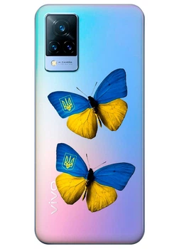 Vivo V21s прозрачный силиконовый чехол iSwag с украинским дизайном - Бабочки (ISVV21S87)