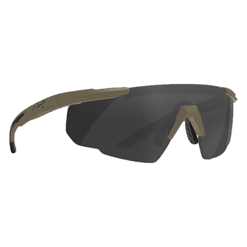 Тактические защитные очки SABER ADVANCED, Wiley X, полуободочные, с чехлом, Coyote with Smoke Lens