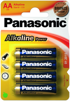 Батарейка АА щелочная PANASONIC Bronze, алкалиновые батарейки LR06 (4 шт/блистер)