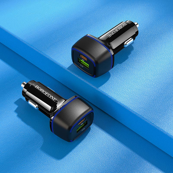 Компактний автомобільний зарядний пристрій Borofone BZ14A PD20W+QC3.0 Type-C to Lightning 2.4A Чорний