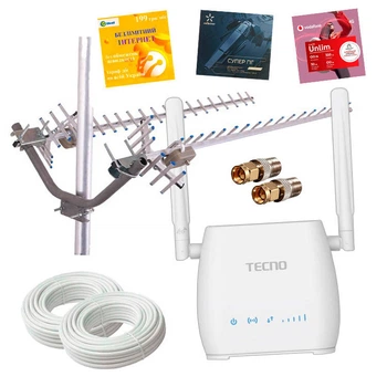 4G Wi-Fi комплект " СВЕРХМОЩНЫЙ " (роутер TECNO TR210, антенна 32 ДБ)