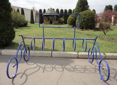 Велопарковка Укрспецсервис DoubleBike 7 на 7 веломест с рекламной рамкой цвет синий