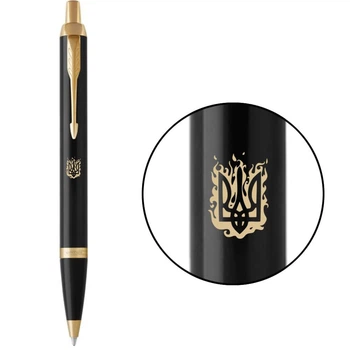 Ручка шариковая Parker IM Black GT BP Трезубец огненный Золотистый 22032_T031y
