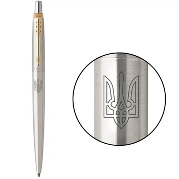 Ручка шариковая Parker JOTTER Stainless Steel GT BP Трезубец прозрачный 16032_T010b