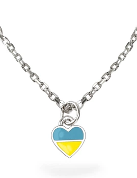 Серебряная цепочка Family Tree Jewelry Line 50 см Сердце жёлто-голубое регулируеться родированное серебро подвеска