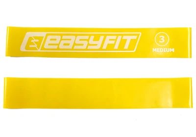 Фітнес-резинка для ніг EasyFit №3 Medium, Опір 9 кг, Латекс, Довжина 60 см, Ширина 5 см, Товщина 0,7 мм, Жовтий