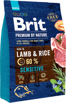 Сухий корм для собак Brit Premium Sensitive Lamb із чутливим травленням зі смаком ягняти 3 кг (8595602526628)