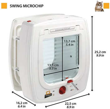 Ferplast Drzwiczki dla kota Microchip z czytnikiem mikroczipów 225 x 225 mm Biały (72090011)