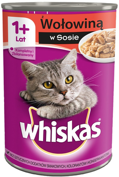 Вологий корм для котів Whiskas з яловичиною в соусі 400 г (5900951020902)