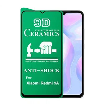 Противоударная защитная пленка Ceramics для Xiaomi Redmi 9A, Redmi 9AT Full Glue (0.3 мм, 9D) черная