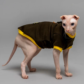 Теплая кофта для кота или кошки с рукавом Style Pets «CLASSIC» Khaki M+