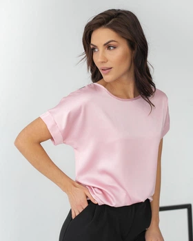 Біла шовкова футболка FashionYouWant XXL пудра 43450077