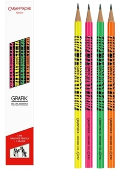 Набор Карандашей Caran d'Ache Grafik Fluo (4 шт HB + резинка) - FSC (7630002333252)