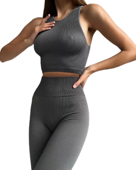 Топ в рубчик женский из микрофибры с открытыми плечами Giulia Halter Top RIB Poppy Seed S/M Серый