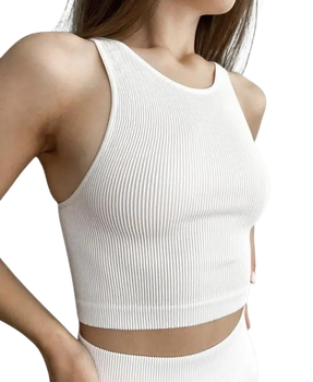 Топ в рубчик женский из микрофибры с открытыми плечами Giulia Halter Top RIB White S/M Белый