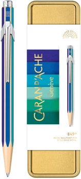 Ручка Caran d'Ache 849 Colour Treasure Холодная радуга + пенал / Стержень 1 мм Синий (7630002351041)