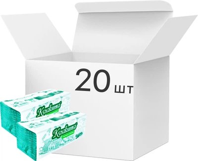 Рушники паперові Кохавинка V-fold 200 аркушів 20 упаковок зелені (4820032450071)