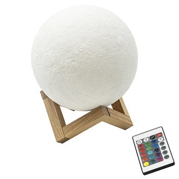 Нічник настільний LED RGB 3D Moon 15 см з пультом та акумулятором