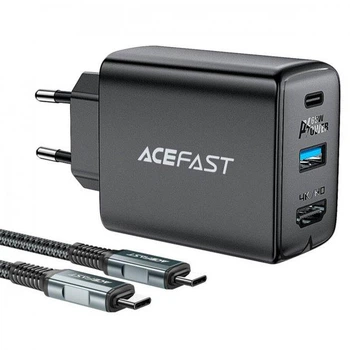 Зарядное устройство ACEFAST A17 65W быстрая зарядка и кабель Type-C USB/Type-C/HDMI Черный