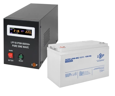 Комплект резервного питания LogicPower ИБП + мультигелевая бататарея LPY-B-PSW-800V + AGM LPM-MG 12V - 100 Ah