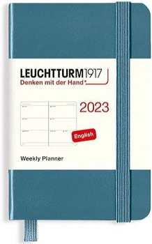 Щотижневик горизонтальний Leuchtturm1917 на 2023 рік міні А7 7 х 11 см сіро-синій