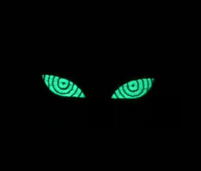 Шеврон на липучке Аниме глаза Ринненган светонакопительная нить 8.5см х 2.5см (12141)