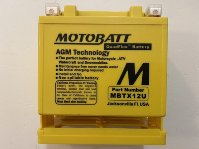 Акумулятор MOTOBATT MBTX12U AGM 12V 14Ah 210A 151x87x130 мм вага 4,4 кг (YTX12-BS, YTX14-bs)
