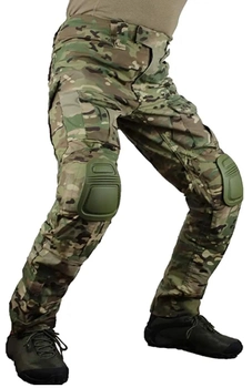 Тактические боевые военные штаны ВСУ мультикам с несколькими карманами, камуфляжные с наколенниками, Multicam р.6XL