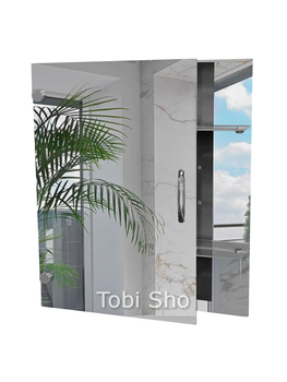 Шкаф зеркальный "Эконом" с открытыми полками для ванной комнаты Tobi Sho ТS-55 550х650х130 мм