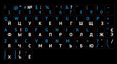 Наліпки наклейки на клавіатуру чорні Укр\Рус\Eng Blue