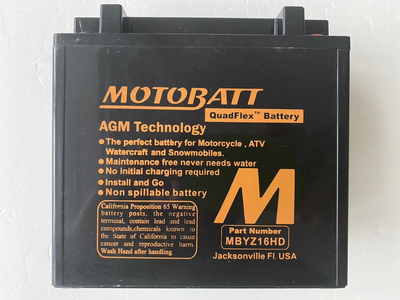Акумулятор Motobatt MBYZ16HD 16,5 A/ч, 240 А, (+/-)(-/+), 151x87x145 мм (YTX14-bs, YTX14L-BS), вага 5кг