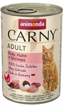 Вологий корм для котів Animonda Carny Adult Індичка, курка, креветки 400 г (4017721837408)