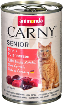 Вологий корм для котів Animonda Carny Senior яловиче та індиче серце 400 г (4017721837279)