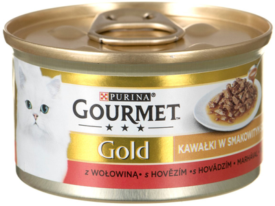 Mokra karma dla kotów Purina Gourmet Gold z wołowiną w sosie 85 g (7613036923613)