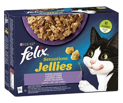 Mokra karma dla kotów Purina Felix Sensations Indyk, makrela, jagnięcina w galaretce 12 x 85 g (7613039757062)