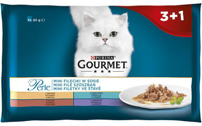Вологий корм для котів Purina Gourmet Perle чотири смаки 4 x 85 г (7613037552768)