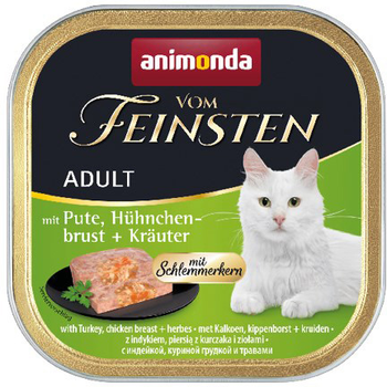 Вологий корм для котів Animonda Vom Feinsten Classic Cat індичка, куряча грудка та зелень 100 г (4017721832656)