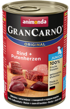 Mokra karma dla szczeniąt Animonda GranCarno Junior z wołowiną i indyczymi sercami 400 g (4017721827287)