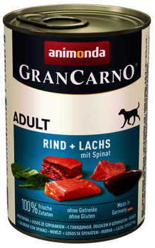 Mokra karma dla psów Animonda GranCarno z wołowiną, łososiem i szpinakiem 400 g (4017721827546)