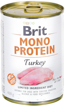 Вологий корм для собак Brit Mono Protein Індичка 400 г (8595602555406)