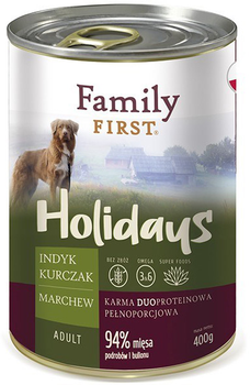 Mokra karma dla psów Family First adult Indyk, kurczak, marchew 400 g (5904479190147)