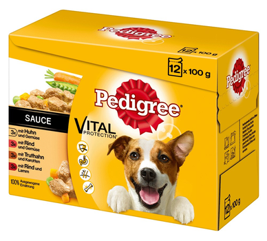 Mokra karma dla psów Pedigree z wołowiną, kurczakiem i indykiem 12 x 100 g (5900951262692)