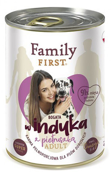 Mokra karma dla psów Family First adult Bogata w indyka i pietruszka 400 g (5904479190345)