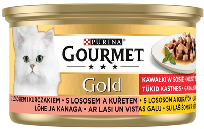 Mokra karma dla kotów Purina Gourmet Gold Łosoś i kurczak w sosie 85 g (7613031806201)