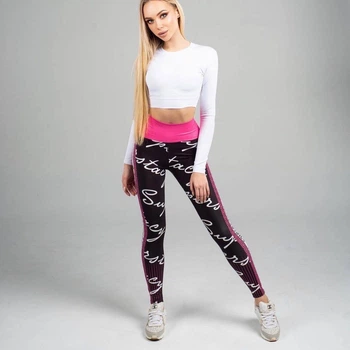 Лосины Superstacy L Черные с розовым