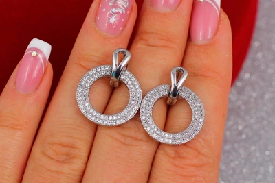 Сережки Xuping Jewelry кільце в кільці 2,5 см сріблясті