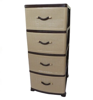 Комод пластиковый для дома, 4 ящика, 90х46х38 ротанг Efe Plastics, Бежевый